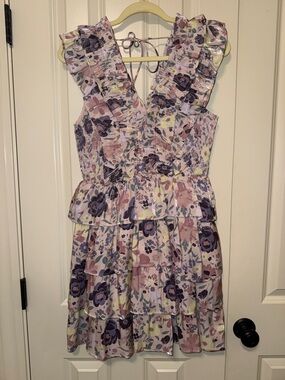 Karlie Floral Ruffle Tiered Sundress - Pink & Purple